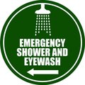 5S Supplies Emergency Shower/Eyewash - Left Arrow- Floor Sign 32in Diameter Non Slip Floor Sign FS-EMRSHWL-32